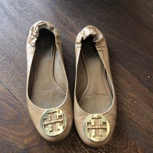 Tory Burch tan patent leather flats